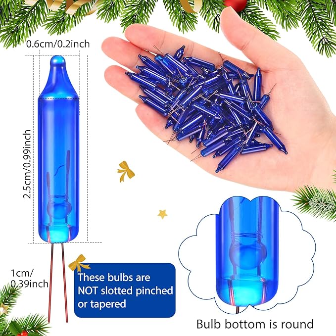 Mudder 200 Count 2.5V Christmas 50/100/150/200 Count Mini Incandescent Wire String Lights Replacement Bulbs Indoor/Outdoor Christmas Lights Decorations for Home Xmas Tree(Blue)