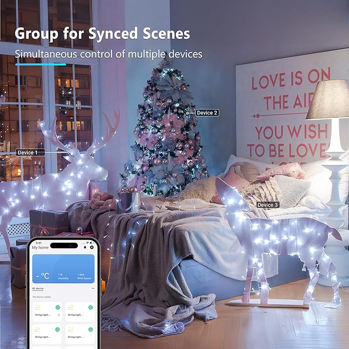 BrizLabs Smart Christmas String Lights,115FT 300 LED Color Changing Christmas Lights App & Voice Control, Cool White & Multicolor Mini Light String, Music Sync Xmas Tree Light for Indoor Outdoor Decor