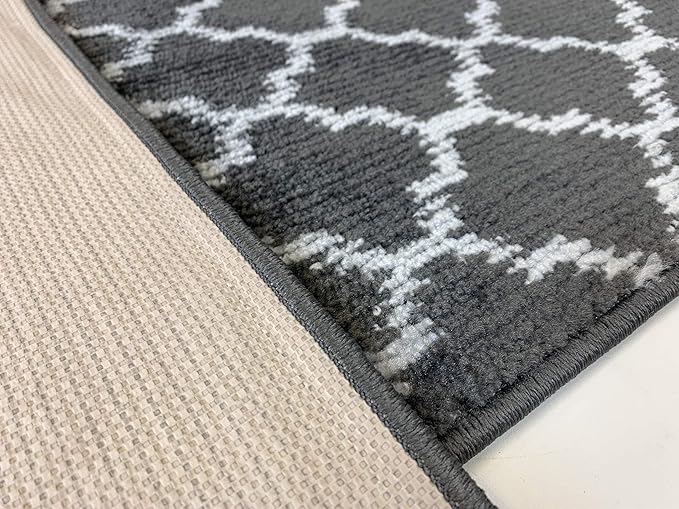 Custom Size Modern Runner Rug Carpet for Hallway Entryway Foyer Kitchen, Slip Resistant Latex Rubber Backed 31 inch Wide X Customized Length, Dark Grey, 31 inch X 5 feet