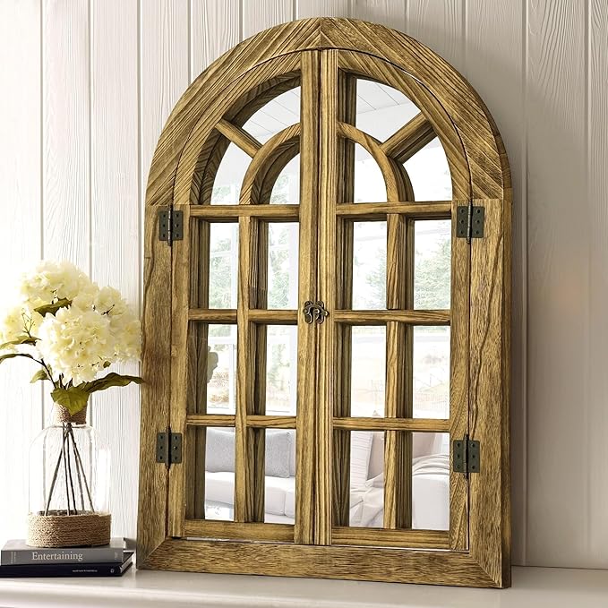 Bed Bath & Beyond Farmhouse Windowpane Arched Wall Mirror 20x30 - White