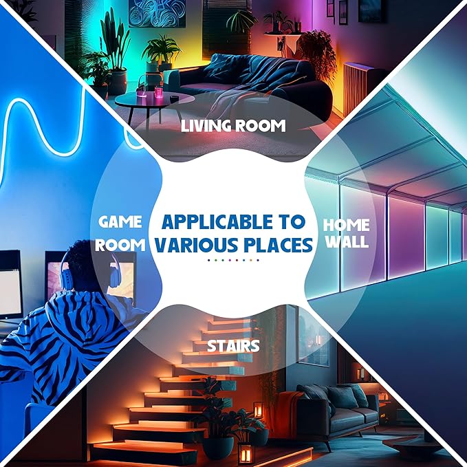 QZYL LED Lights for Bedroom, 50FT RGB LED Strip Lights with 44 Keys IR Remote, Smart LED Light Strip with Adhesive Backing Adjustable Brightness App Control for Bedroom Party Decoration