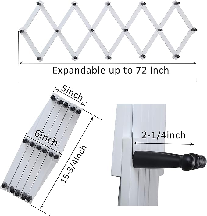 WEBI Accordion Wall Hanger,Expandable Wooden Coat Rack Wall Mounted,Accordion Hat Rack for Wall,Accordion Hook Rack for Hats,Caps,16 Peg Hooks,Black on White