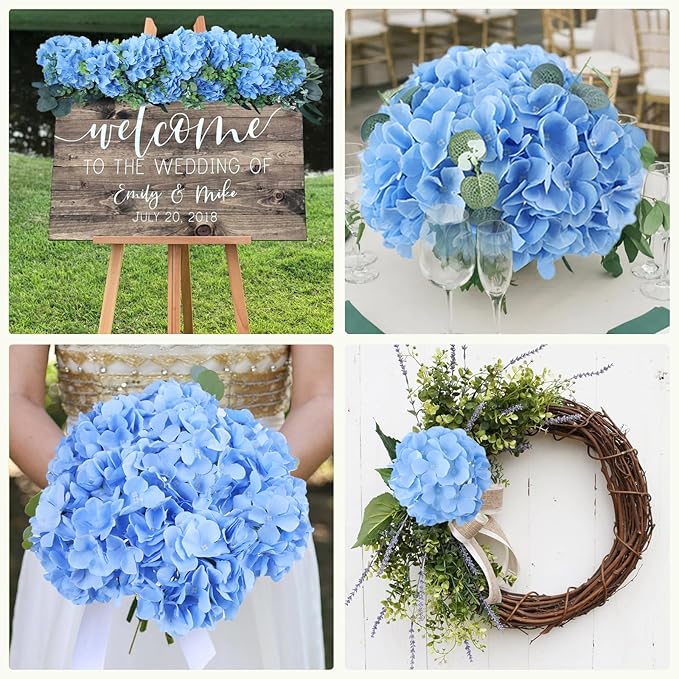 AVIVIHO 65 Pcs Blue Hydrangea Artificial Flowers Bulk Realistic Fake Hydrangeas Silk Flowers with Stems for Home,Weddings,Centerpieces,Party,Arch Backdrop,Forals Arrangement Decor