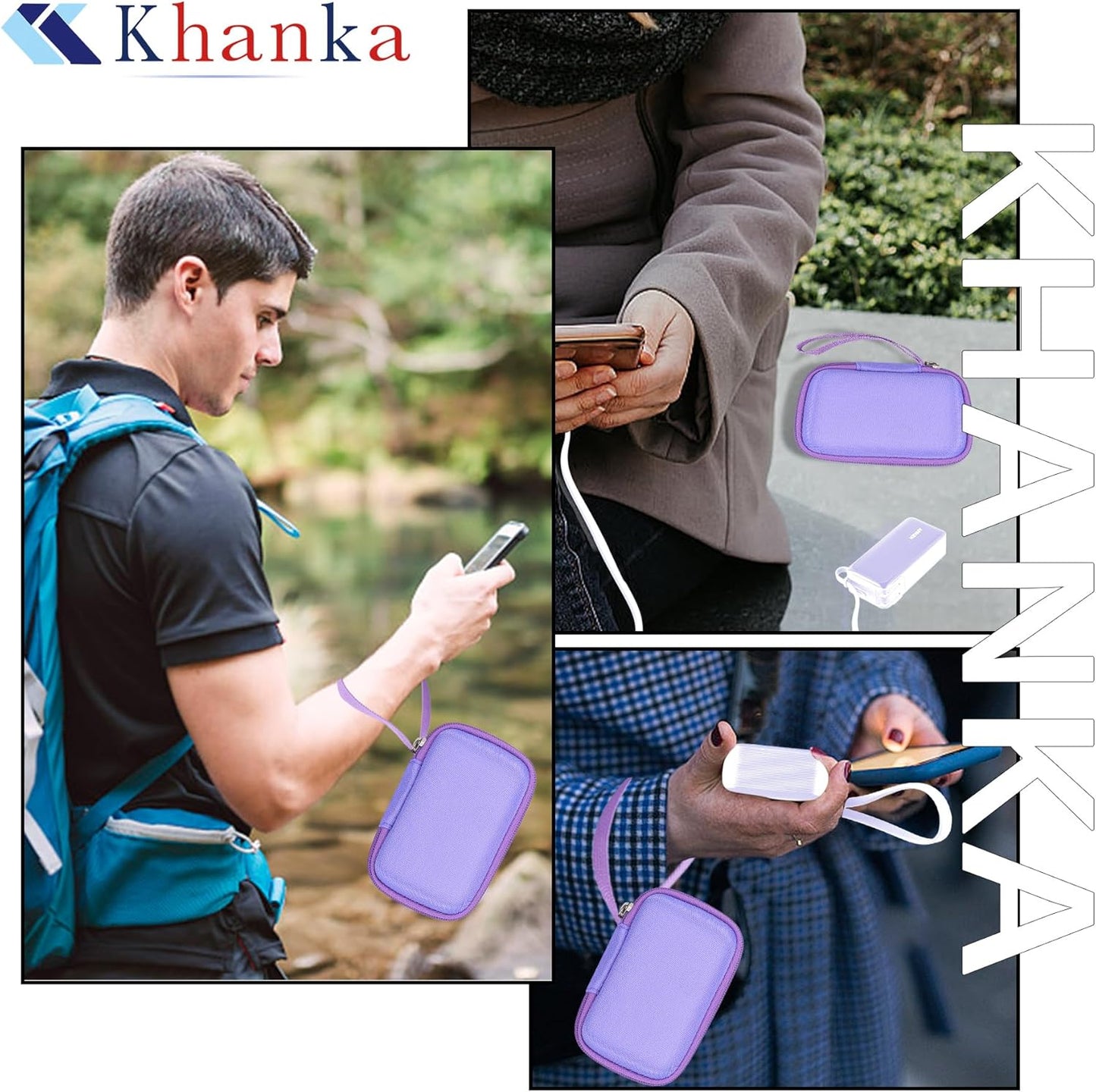 Khanka Hard Case Replacement for Anker 3-in-1 Power Bank USB C Charger Block, 10,000mAh Case Only (Purple)