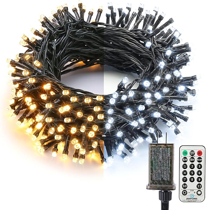 Brizled Color Changing Christmas Lights, 65.67ft 200 LED 11-Function Warm White & Cool White LED Lights String, Dimmable 29V Safe Adapter Christmas Tree Lights with Remote for Xmas Tree Party Decor