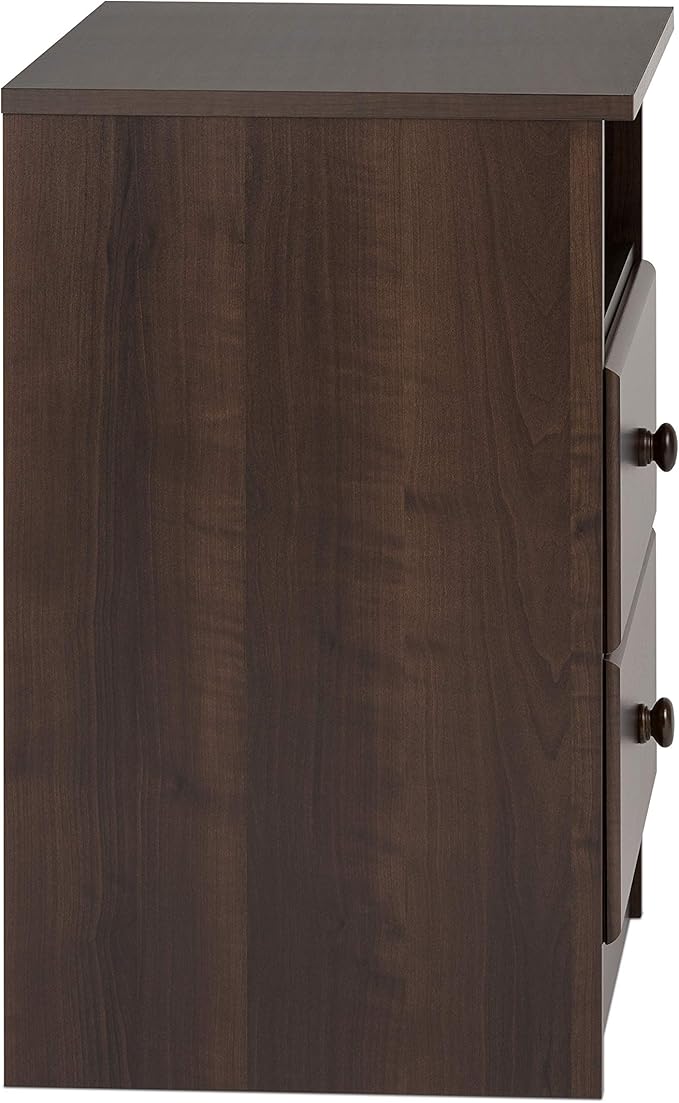 Prepac Astrid Simplistic Nightstand Side Table with 2 Drawers and Open Shelf, Functional Bedside Table 15.5" D x 16" W x 24.5" H, Espresso, EDNH-0402-1