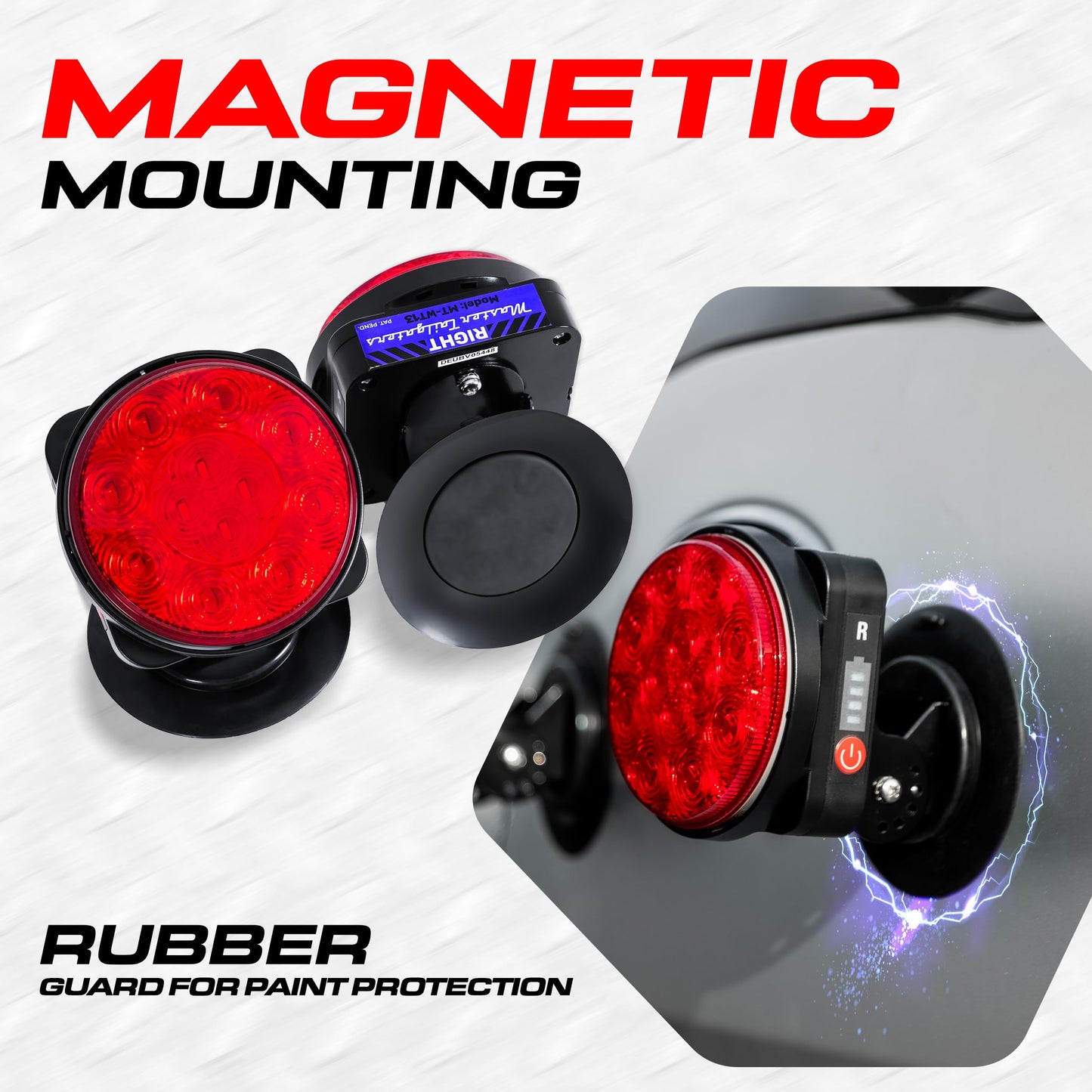 Master Tailgaters Wireless Pivot Tow Lights | 4 Pin Round Connector | Magnetic Mount | Model MT-WTP-4R-1