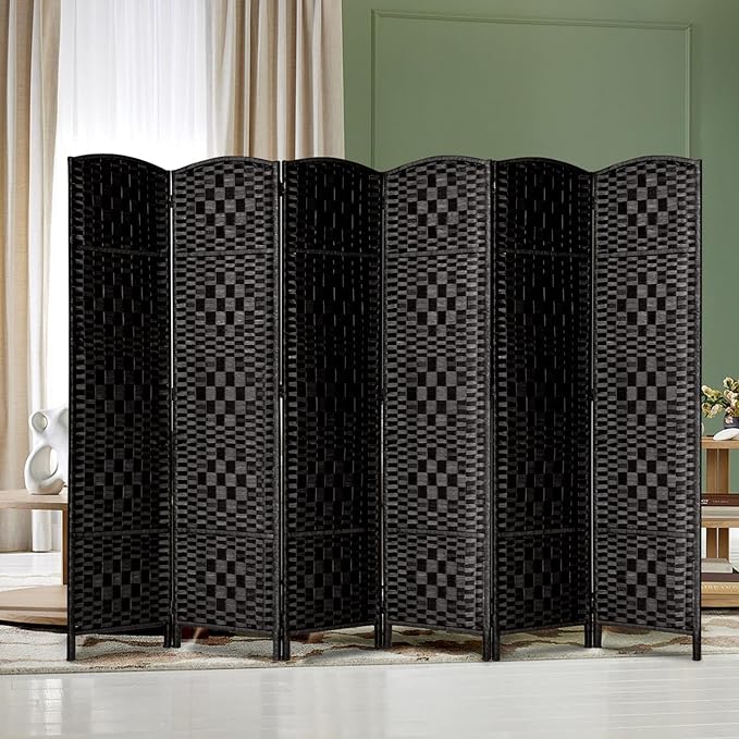 Rose Home Fashion 6 ft Tall Room Divider, Room Dividers and Folding Privacy Screens, 15.7in Privacy Screen 6 Panel Partition Temporary Wall Separation for Private, Black