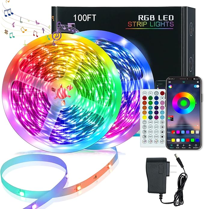 KEELIXIN Bluetooth Music Sync LED Strip Lights for Bedroom - APP & Remote Control, RGB Home Decor Lights, Luces Led para Cuarto