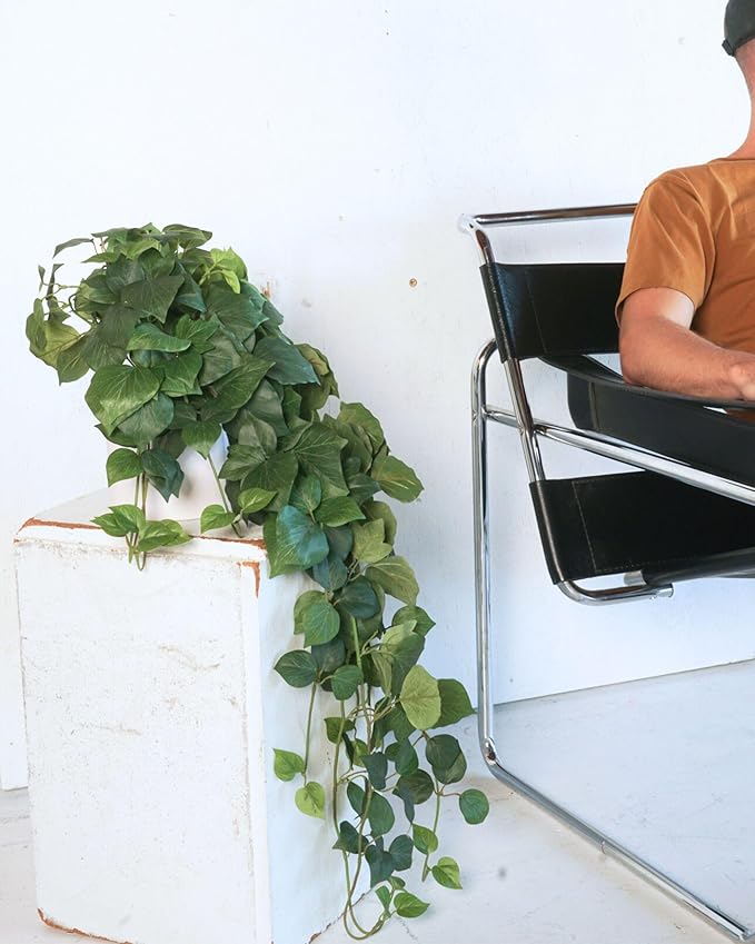 Retrograde 32" Realistic Fake Pothos Ivy Plant Silk Artificial Plant for Aesthetic Home Decor Indoor (Dark Green)