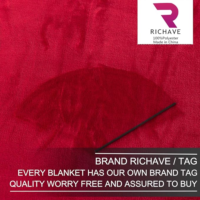 Fleece Queen Size Summer Blanket All Season 350GSM Lightweight Throw for The Bed Extra Soft Brush Fabric Winter Warm Sofa Blanket 90" x 90"(Red Queen)