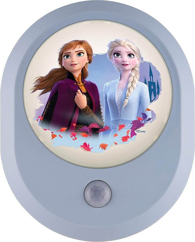 Disney Frozen II MySelect LED Night Light, Motion Sensor, Dusk-to-Dawn, Featuring Anna and Elsa, Ideal for Girls' Bedrooms, Nurseries, or Bathrooms – 44473
