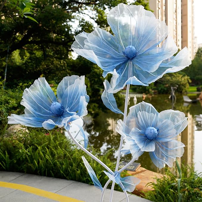 Giant Flowers for Decoration,66.9" Tall Floor Standing Life Size Silk Flower Decor - 3 Large Artificial Flowers with Stand for Wedding Reception, Party Banquet Background, Home Decor