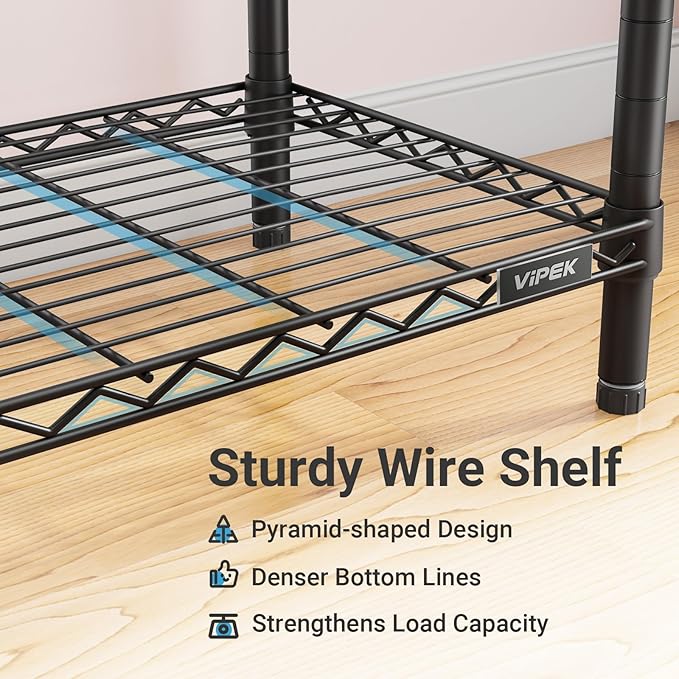 VIPEK V5C Medium Covered Clothes Rack Heavy Duty Portable Closet Wardrobe, Freestanding Black Clothing Rack with Grey Upgarded Polyester Cover, Adjustable Custom Closet Rack, 57.9" Lx17.3 Wx76.4 H