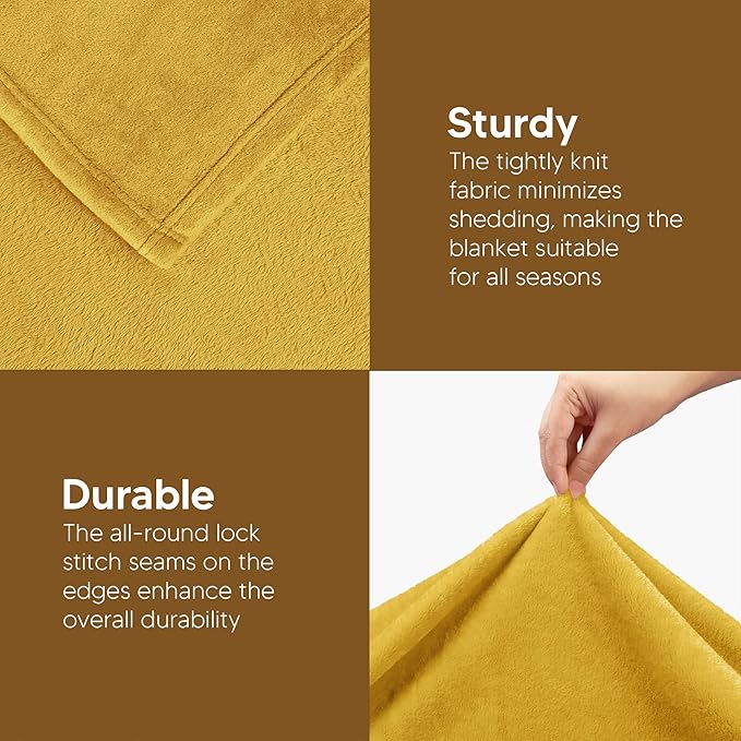 Utopia Bedding Fleece Blanket Twin Size Gold 300GSM Luxury Anti-Static Fuzzy Soft Microfiber Bed Blanket (60x80 Inch)
