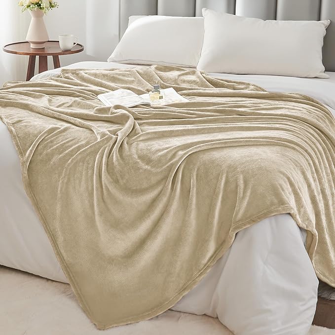 BEDELITE Fleece Blanket Twin Size Linen Throw Blankets for Couch & Bed, Luxury Plush Cozy Fuzzy Blanket 60x80 inches, Super Soft Warm Lightweight Throw Blanket for Travel Camping