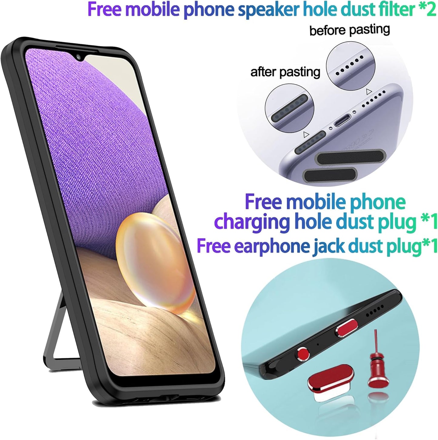 LMDAMZ Heavy Duty Shockproof Kickstand Case for Samsung Galaxy A42 5G, Double Protection (TPU+PC) 6.6 Inch - Red