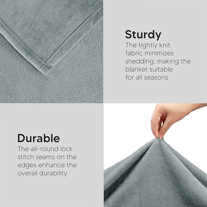 Utopia Bedding Fleece Blanket Throw Size Ash Grey 300GSM Luxury Anti-Static Fuzzy Soft Microfiber Blanket for Couch, Sofa and Bed (60x50 Inch)