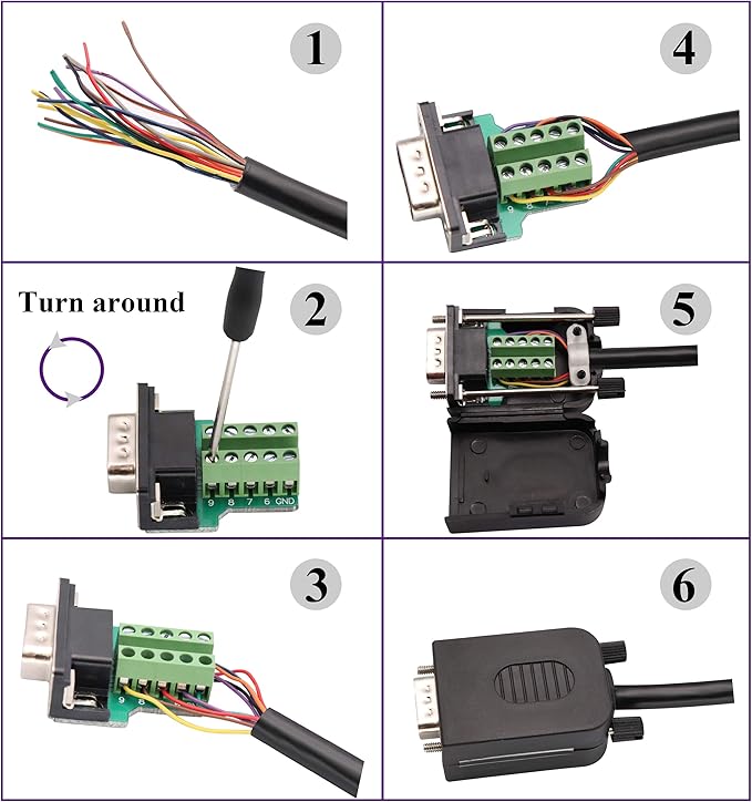 DB9 Screw Terminal Block Adapter D-SUB 9-pin RS232 Male to 9+1 Pin/Way Female Serial Terminal Breakout Board Connector Signal Module with case (2Pcak/Male)