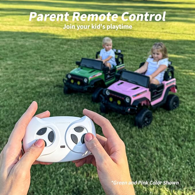 4WD Kids Ride on Car Truck, 12V 7Ah Kids Electric Vehicles Car Ride on Toy for Toddlers 3-5 with Remote Control - White