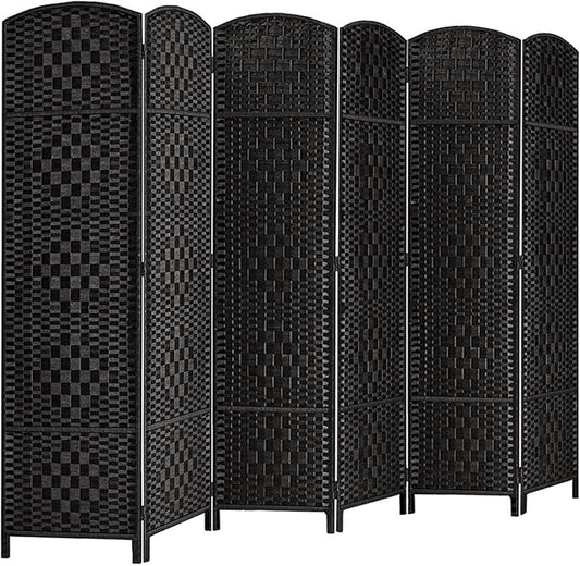 Rose Home Fashion Room Divider, 6 ft Tall Room Dividers and Folding Privacy Screens, 16in Privacy Screen 6 Panel Black Space Temporary Wall Foldable Partition Separation