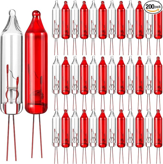 Mudder 200 Count 2.5V Christmas 50/100/150/200 Count Mini Incandescent Wire String Lights Replacement Bulbs Indoor/Outdoor Christmas Lights Decorations for Home Xmas Tree(Warm Red)