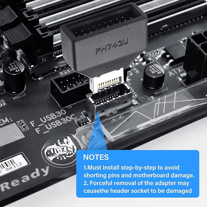 SinLoon USB 3.0 Front Panel Header Type E to USB 3.0 19/20Pin Motherboard Header Adapter Type-E Male to 19Pin Male Front Connector Converter