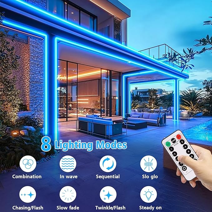 LED Strip Lights Battery Operated, 9.8ft 90 LED Strip Lights with Remote Controller Timer Dimmable, Waterproof Flexible Lights Strip for Indoor Outdoor TV Table Bedroom Boat Kitchen (Blue)
