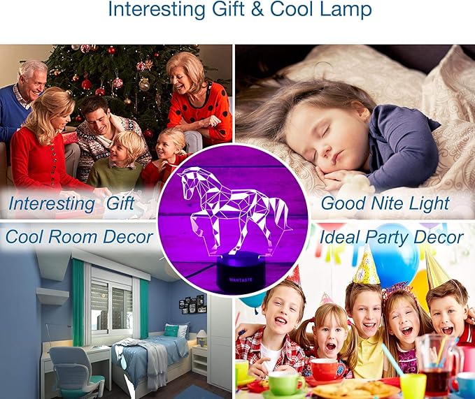 3D Horse Decor Lamp Gift with Remote, 7 Colors Changing Night Light Birthday Toys for Kids Girls Boys, Horse Lovers