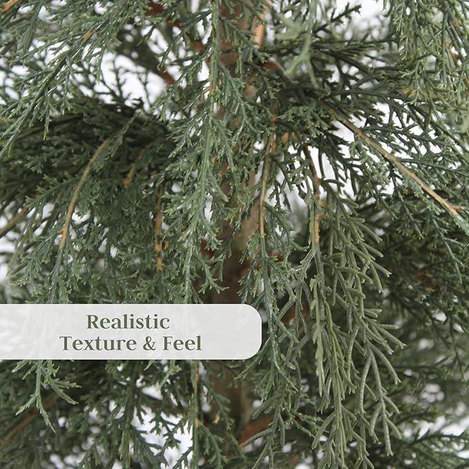 CG Hunter Holiday Collection, 4 ft Faux Cedar Tree, Premium Artificial Indoor Cedar Tree Stands 48 inTall, Pot–Perfect Christmas Decoration