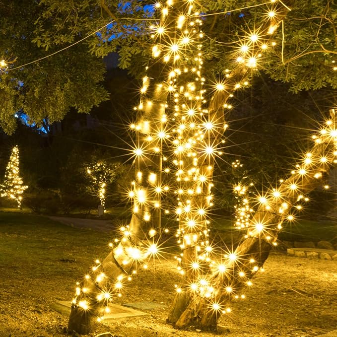 50 Warm White LED Christmas Lights, 25 ft Green Wire Indoor/Outdoor Wide Angle Mini String, Commercial Grade Tree, Party & Holiday Lighting, 6" Spacing, 5mm