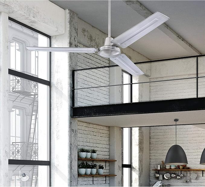 Westinghouse 7238100 Jax, Modern Industrial Style Ceiling Fan with Remote Control, 56 Inch, Brushed Nickel Finish