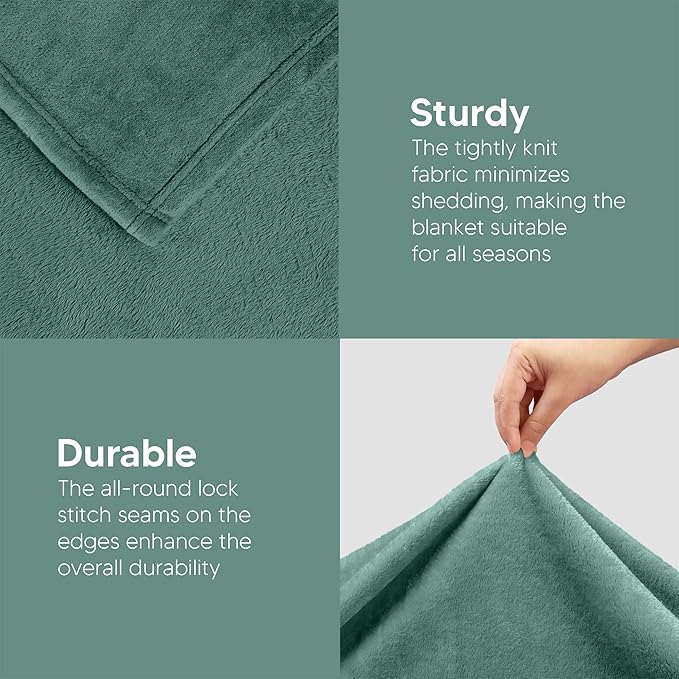 Utopia Bedding Fleece Blanket Queen Size Celadon 300GSM Luxury Fuzzy Soft Anti-Static Microfiber Bed Blanket (90x90 Inch)