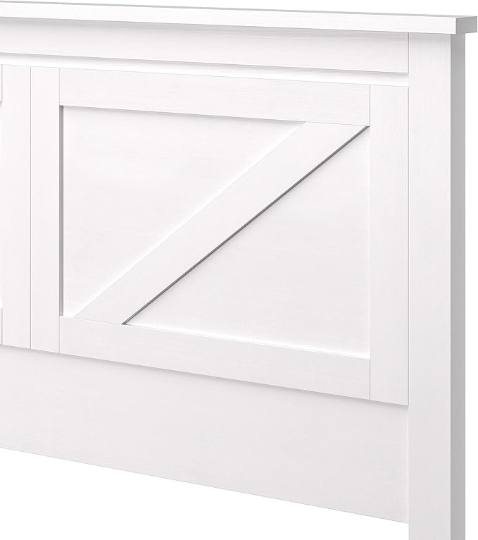 Glenwillow Home Farmhouse Style Wood Panel Headboard in Gloss White - Full Size