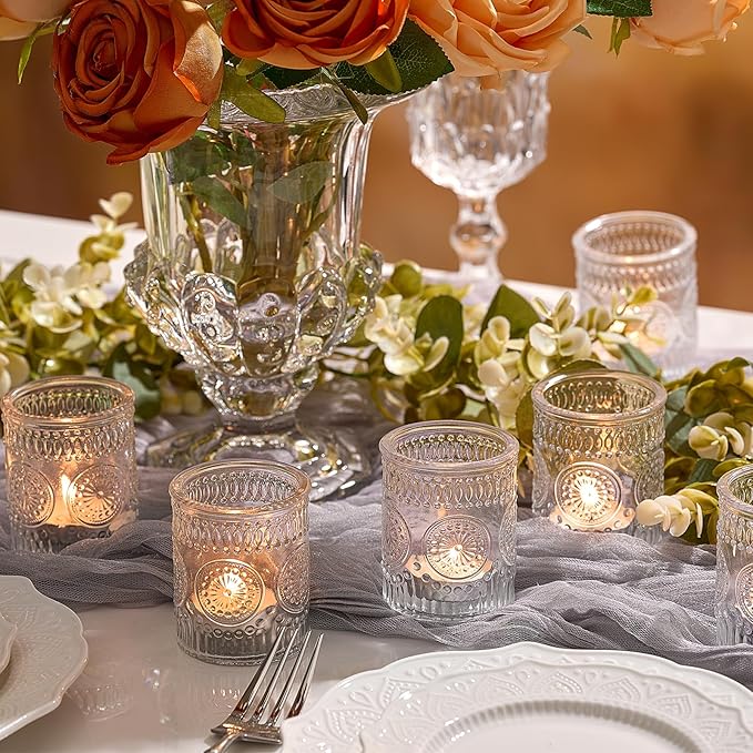 30 Pack Clear Glass Votive Candle Holders, Vintage Candle Holder Bulk, Tealight Candle Holders for Table Centerpieces, Home, Bridal Shower, Birthday, Christmas, Thanksgiving Party Table Decor
