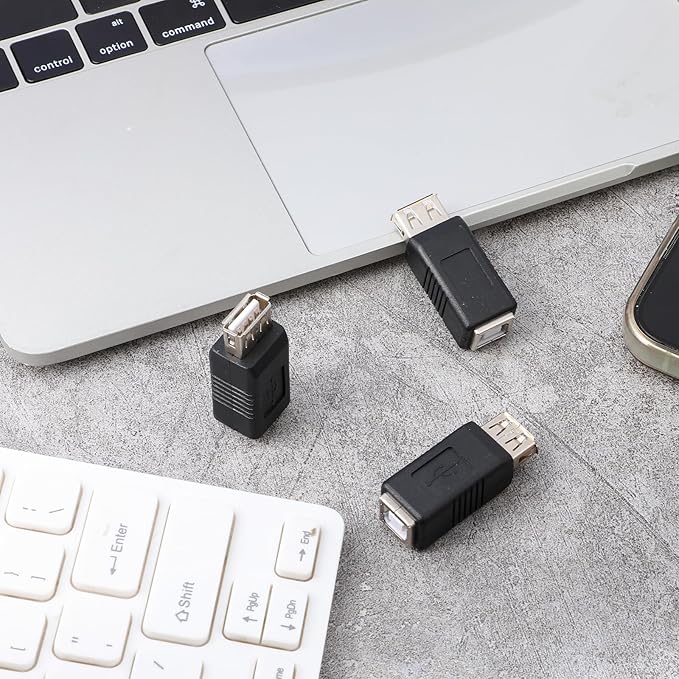 3PCS USB 2.0 Af/Bf Plug Type A Female to Type B Female Adapter Connector, USB B Adapter, Printer, Camera, Laptop, Computer, Scanner, Hard Drive, Black, 3 Count