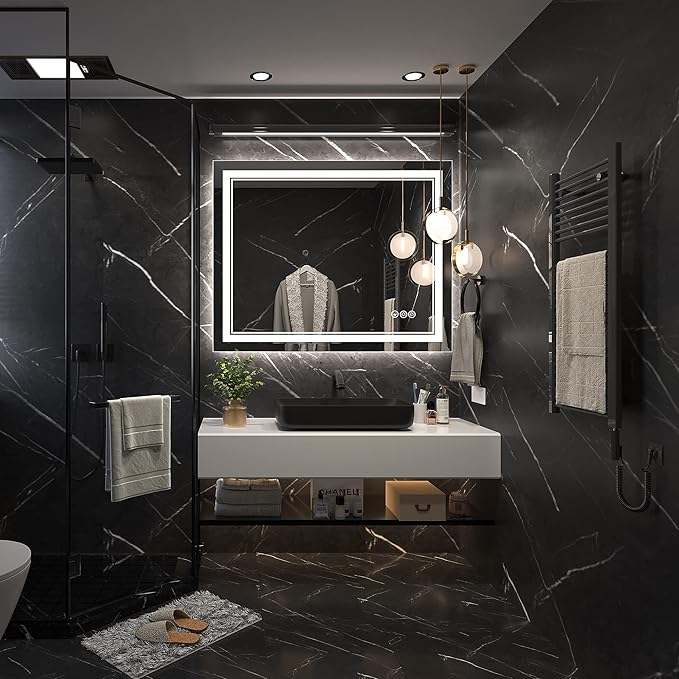 40x32 Inch Led Mirror for Bathroom with Front Light and Backlit, Dimmable Anti Fog Wall Bathroom Mirror with Led Lights, Water Proof, Decor Vanity Mirror