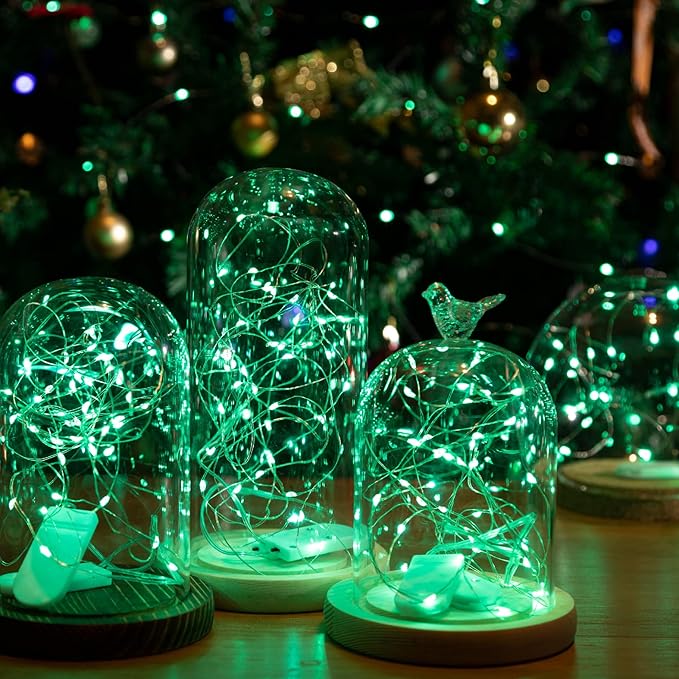 12-Pack LED Fairy Lights 7 Feet Battery Powered Waterproof Silver Wire 20 Slim Copper Wire Pastel Lights for DIY Wedding Party Bedroom Patio Easter Christmas (Green)