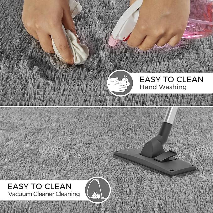 5X8 Ultra Soft Rug for Living Room, 5X8 Fluffy Shag Area Rug for Bedroom, Modern Shaggy Carpets Fuzzy Rug for Teens Dorm Nursery Home Decor Aesthetic, Upgrade Anti-Skid Durable, Grey