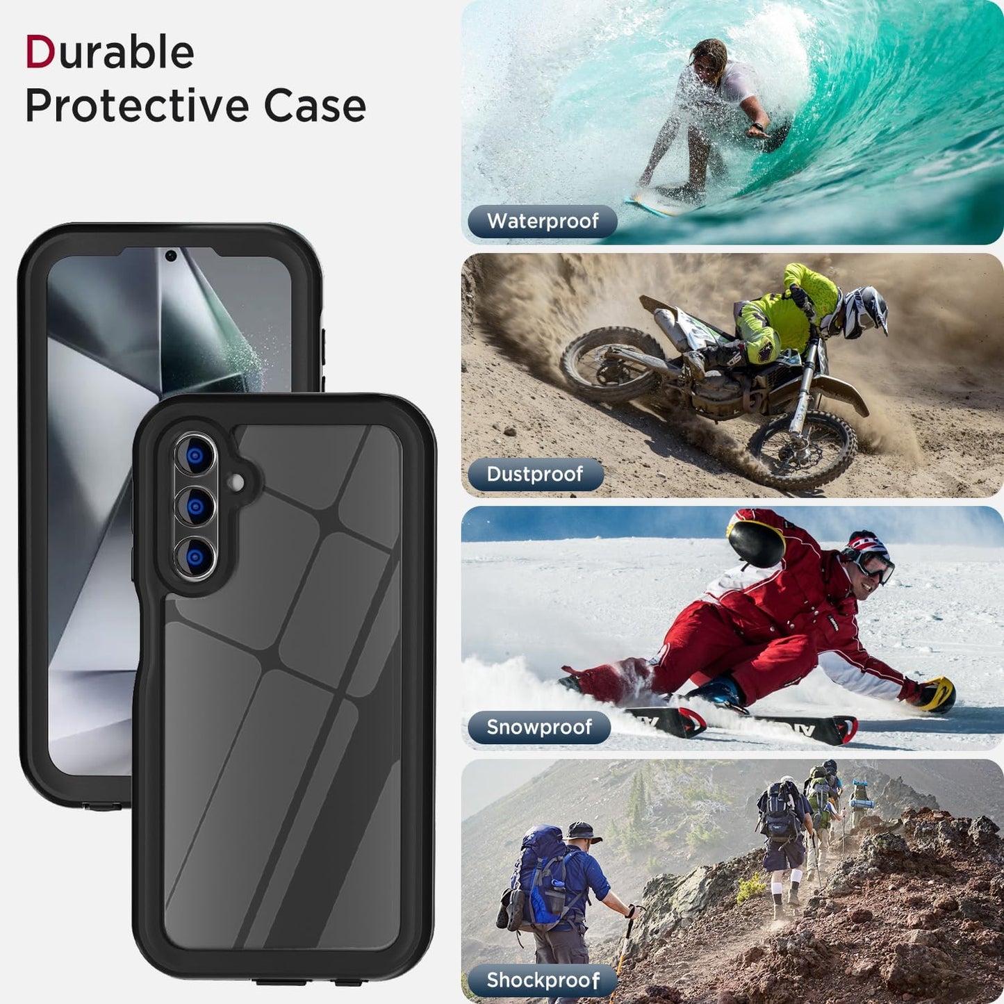 Miimall Waterproof Case for Samsung Galaxy A15 5G, [IP68 Underwater] [14FT Military Dropproof] [Built-in Screen