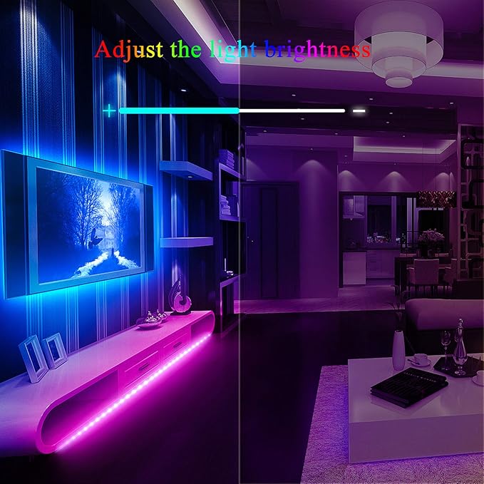 QZYL 75ft LED Lights for Bedroom, RGB LED Strip Lights for Living Room, Party Decor with Dimmable Lighting, Bright Adjustable Colors, and 8 Lighting Modes, Adhesive Backing