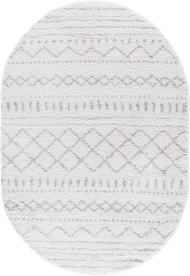 SAFAVIEH Arizona Shag Collection Area Rug - 6' x 8' Oval, Ivory & Beige, Non-Shedding & Easy Cleaning, Plush Thick Pile, Ideal for Living Room, Bedroom, Dining Space (ASG741A)