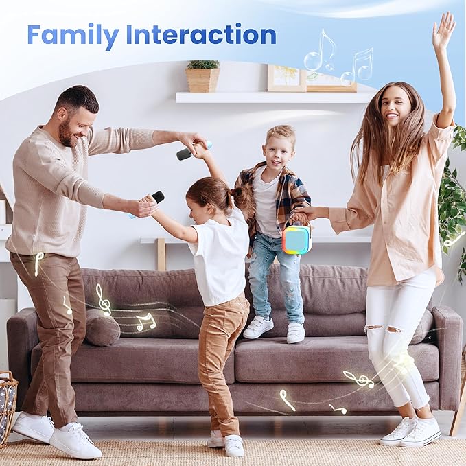 Mini Karaoke Machine for Kids Adults, Kids Toys Portable Karaoke Microphone Singing Speaker, Karaoke Player with 2 Wireless Mic, Birthday Gifts for Girls Ages 4, 5, 6, 7, 8, 9, 10, 12+ Years Old(Blue)
