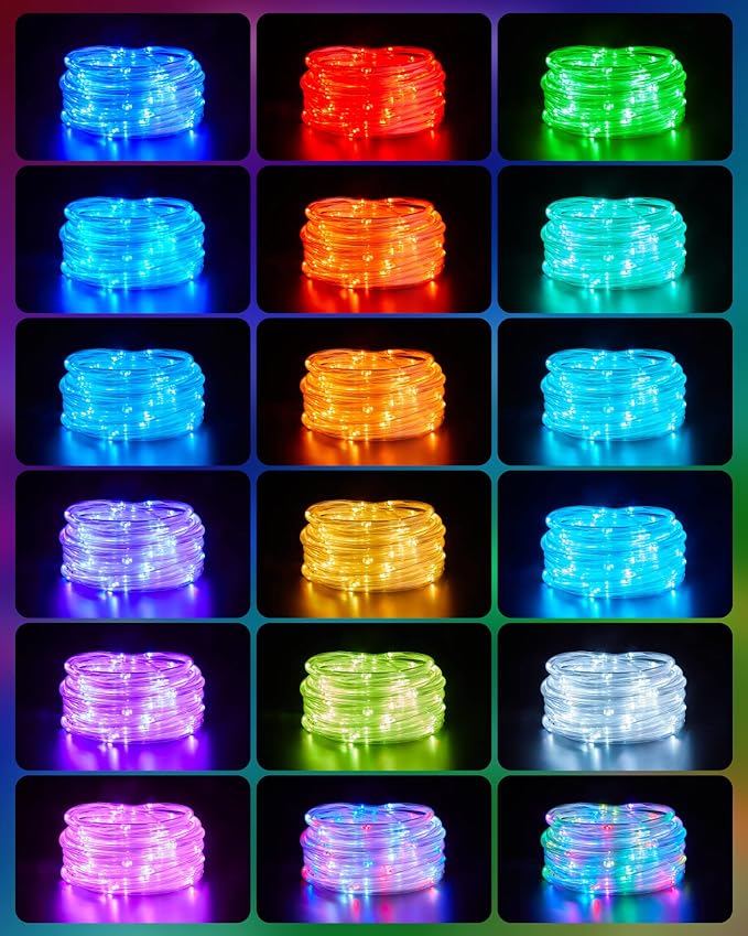 Minetom Color Changing Rope Lights Outdoor - Connectable 66ft 200 LED Outdoor String Lights with Remote, 18 Colors, Christmas Light for Bedroom Outside Patio Holiday Decoration