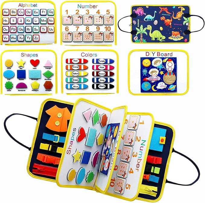 MORNOR Busy Board Montessori Toys for Toddlers Sensory Toys Gifts for 1 2 3 4 Year Old Girls & Boys Preschool Learning Activities Educational Travel Toy for Fine Motor Skills (Blue)
