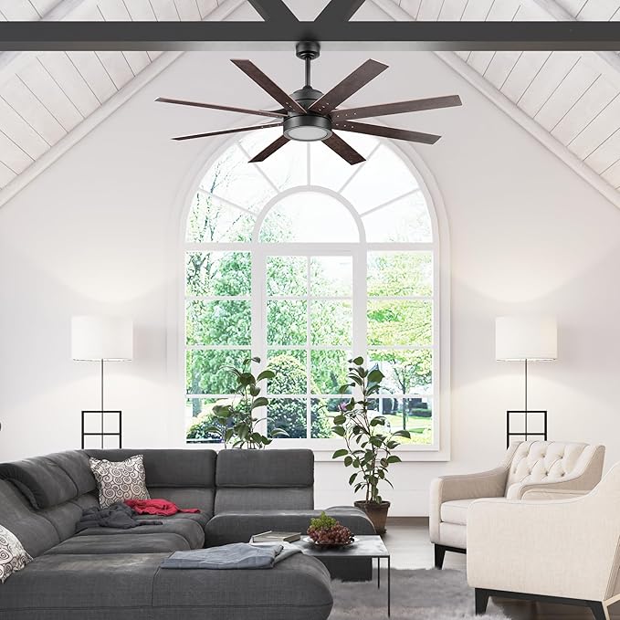Honeywell Ceiling Fans Xerxes Modern 62 Inch Ceiling Fan with Light, Remote Control Fan, LED Indoor Fan with 8 Blades, Dark Elm and Rough Pine Blade Finish Options, Bronze (50609-01)