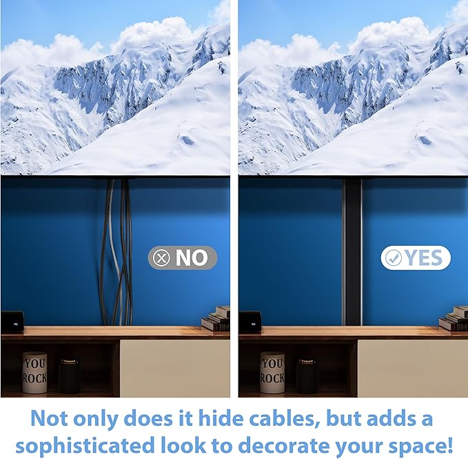 Wire Cover for Wall Mount TV 32in(2xL16in), Wall Cord Cover, X-Large TV Cable Hider Hide Cords, Cord Hider, Cable Raceway Black W1.54in x H0.75in