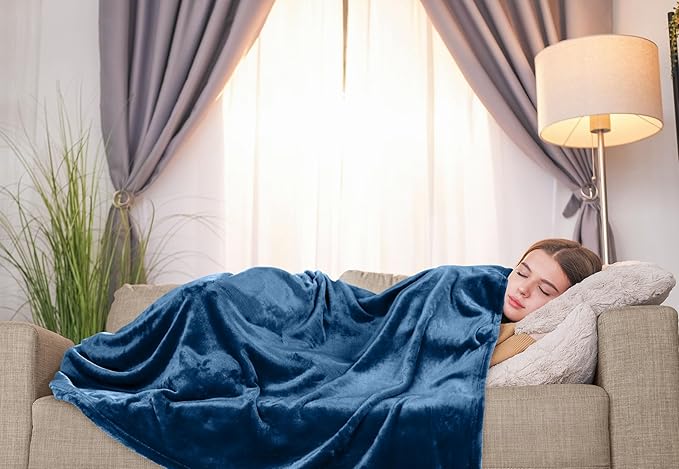 Utopia Bedding Fleece Blanket Throw Size Royal Blue 300GSM Luxury Anti-Static Fuzzy Soft Microfiber Blanket for Couch, Sofa and Bed (60x50 Inch)