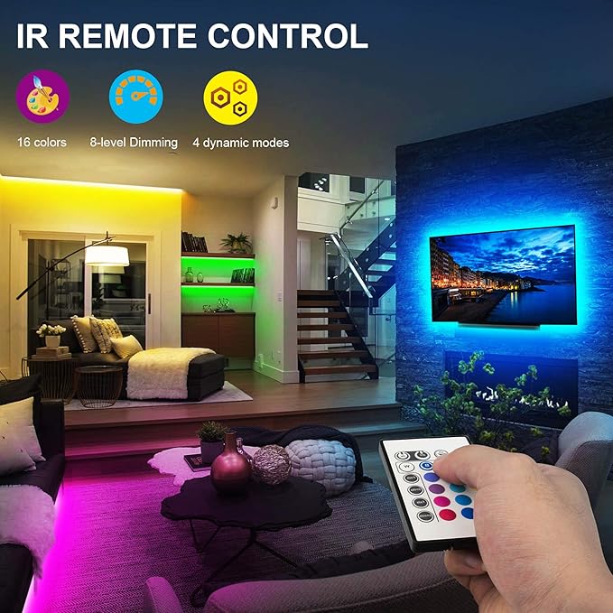 maylit Tv Led Backlight, 16.4ft Led Strip Lights for 75-85in Tv, Tv Lights kit with Remote, RGB Bias Lighting for Room Decor