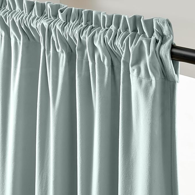 Lazzzy Velvet Blackout Curtains Thermal Insulated Room Window Drapes Super Soft Luxury Curtains for Living Room Bedroom Rod Pocket 2 Panels, Misty Blue, 52" W x 84" L